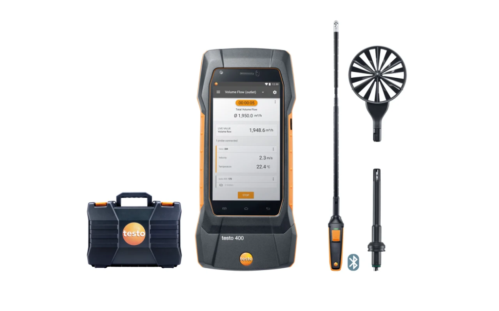 Testo 400 - Výhodná sada pre meranie prúdenia s 16 mm vrtuľovou sondou